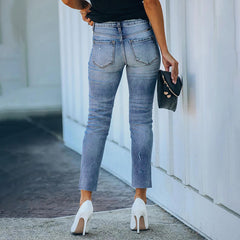 Vintage High Rise Straight Crop Denim Ins Street