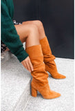 Smooth And Slouched Faux Suede Boots Ins Street