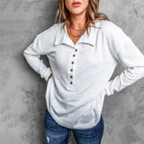 Andria Soft Ribbed Henley Top - Ivory CHRY-001