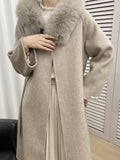 Frederica Pocketed Faux Fur Collar Coat