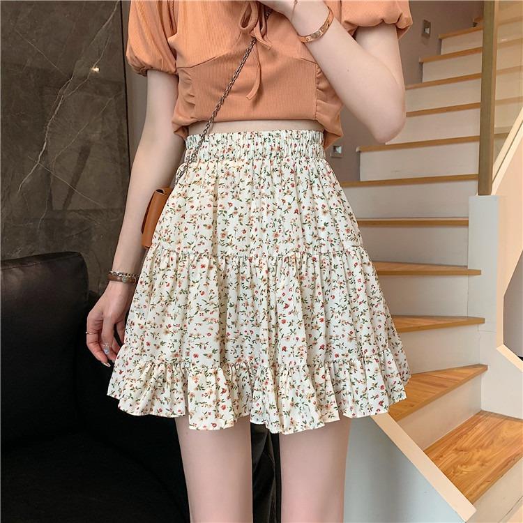 Orchard Floral Ruffle Mini Skirt Ins Street