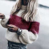 Alana Two-Tone Knit Sweater - Taupe LUMI-001