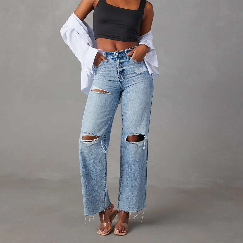 Beverly High Rise Distressed Denim InsStreet