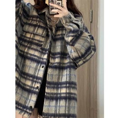 Mendocino Plaid Soft Knit Jacket Ins Street