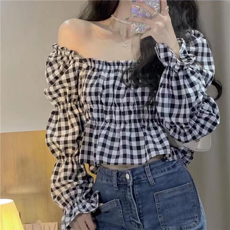 Stockholm Cotton Plaid Off The Shoulder Top - FINAL SALE Ins Street