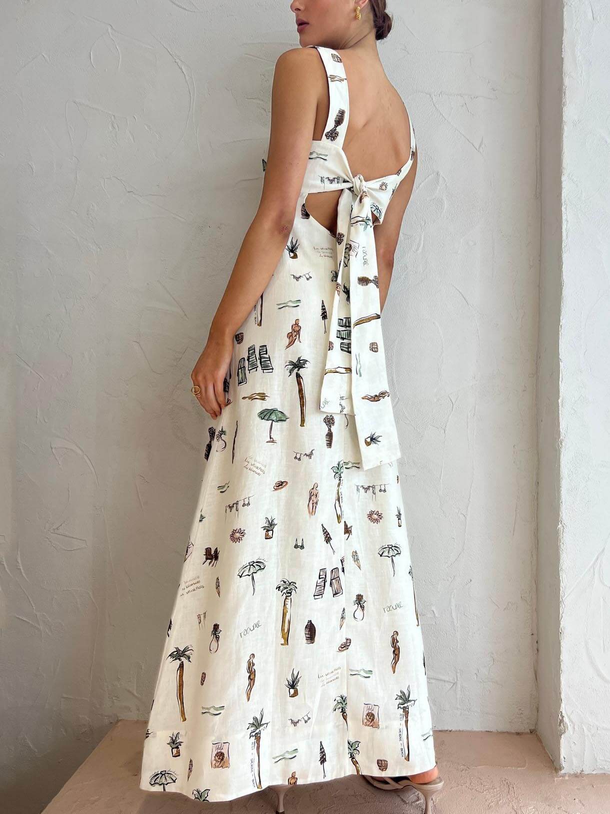 Personalized Graffiti Suspender Charming Sexy Backless Maxi Dress InsStreet