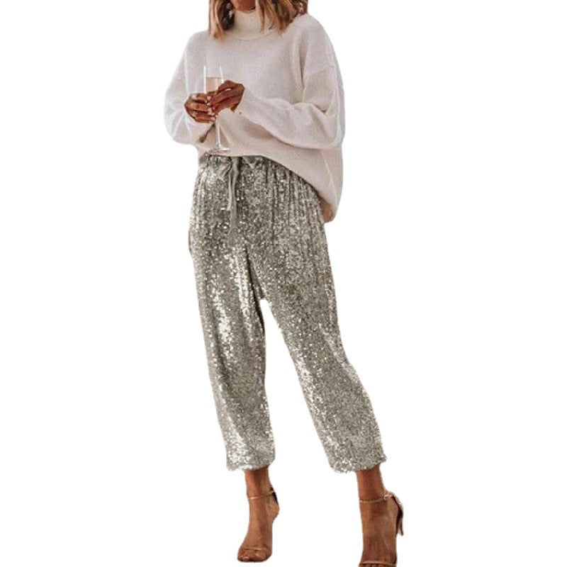 All Ritz Pocketed Sequin Crop Pants - Plum - FINAL SALE LIST-001