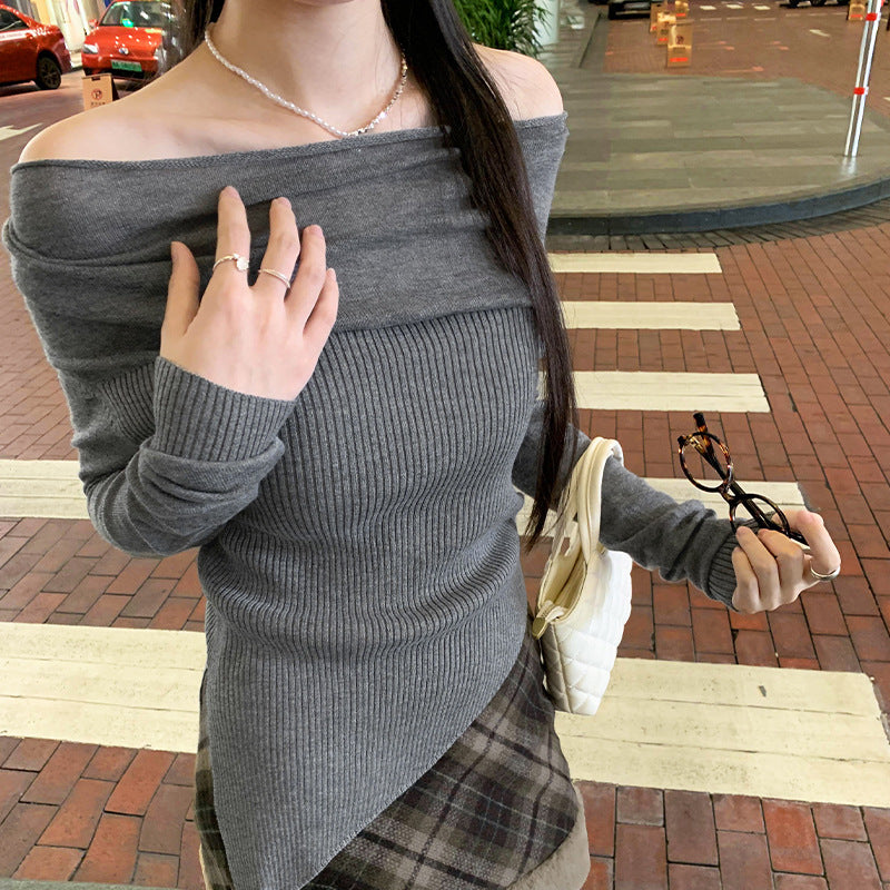 Flute Off The Shoulder Knit Top - Latte Ins Street