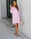 Dominic Chambray Pocketed Button Down Shirt Dress Ins Street