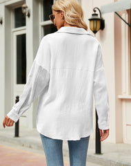 Keane Cotton Frayed Button Down Top - White Ins Street