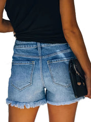 Ideal High Rise Distressed Denim Shorts Ins Street