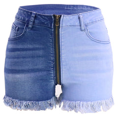 Here I Come Two Tone Denim Shorts - Light Blue Wash Ins Street