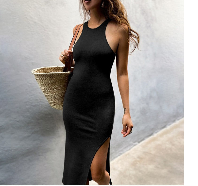 Simple And Sexy Charming High-Slit Midi Dress InsStreet