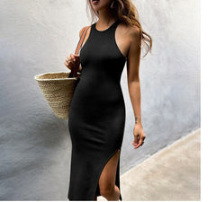 Simple And Sexy Charming High-Slit Midi Dress InsStreet