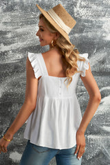 Jody Linen + Cotton Babydoll Top - White Ins Street