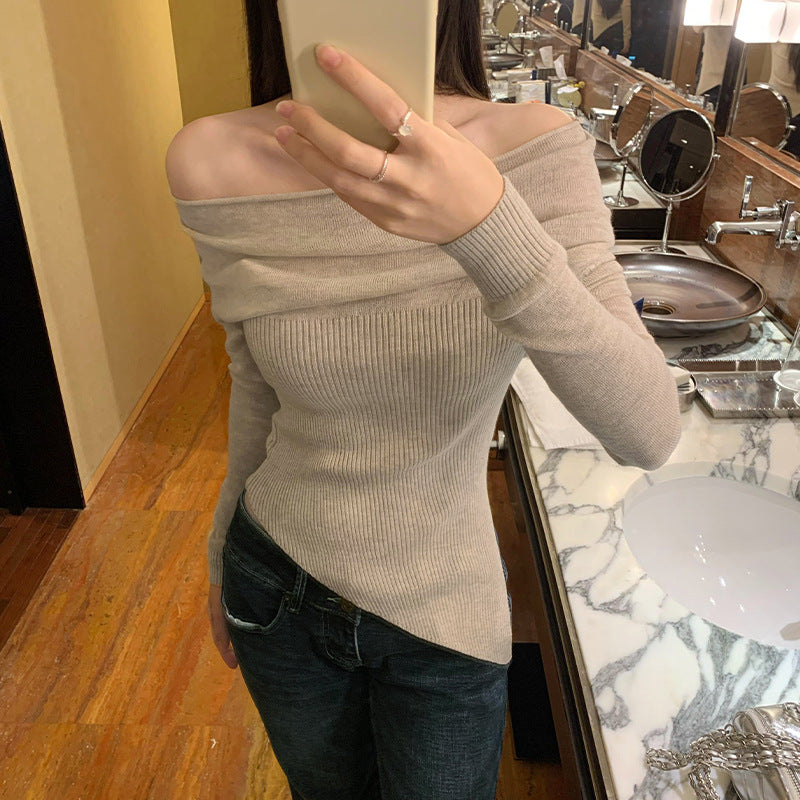 Flute Off The Shoulder Knit Top - Latte Ins Street