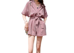 Dennison Cotton Gingham Romper Ins Street