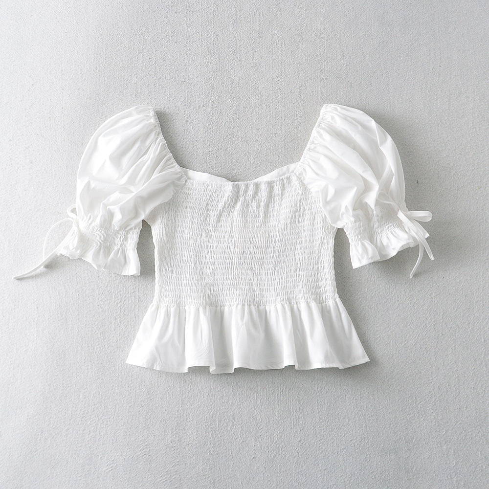 Beck Cotton Smocked Swiss Dot Crop Top InsStreet