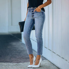 Vintage High Rise Straight Crop Denim Ins Street