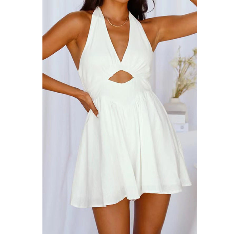 Jaye Cotton Pocketed Cutout Romper - Cream Ins Street