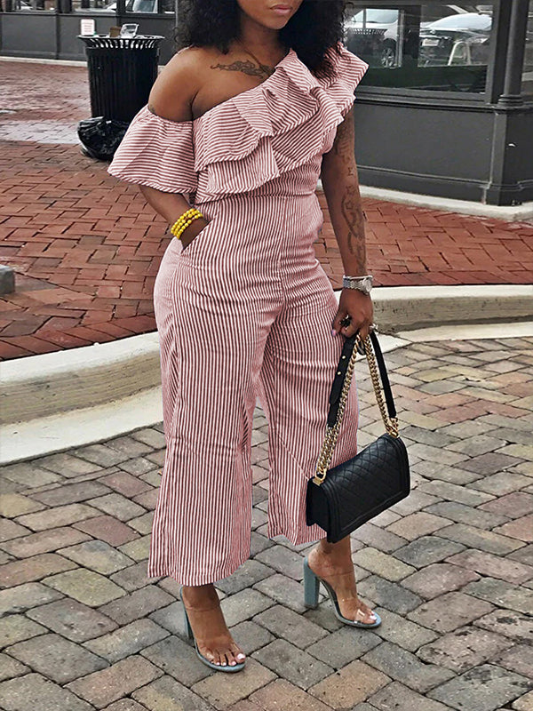 Stripe Ruffle Jumpsuit Ins Street