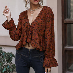 Marsha Leopard Drape Blouse Ins Street