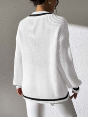 Varsity Cable Knit Sweater - Ivory FLAW-001