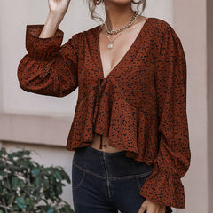 Marsha Leopard Drape Blouse Ins Street