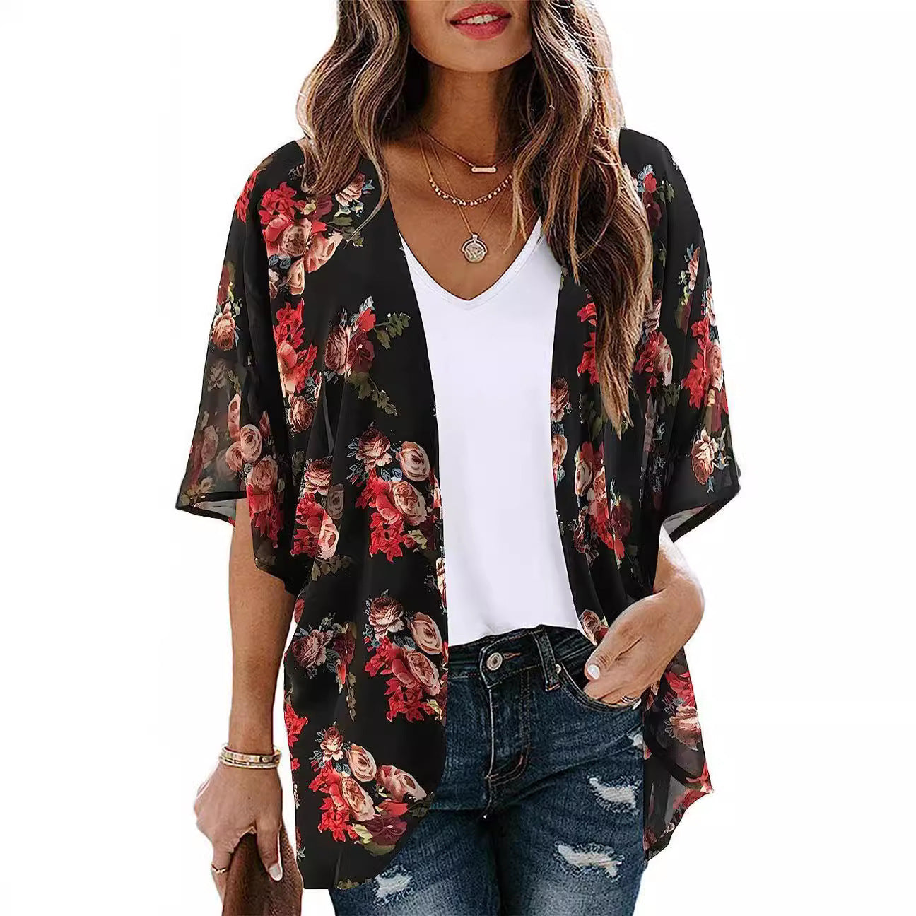 Drop Everything Printed Chiffon Tie Top Ins Street