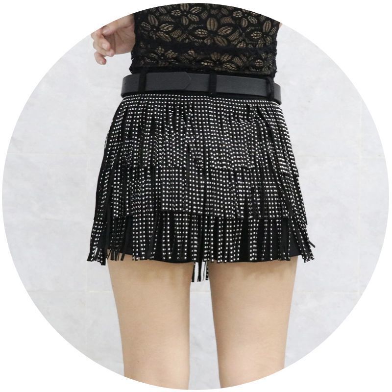 Zoie Studded Fringe Mini Skirt - Blue Ins Street