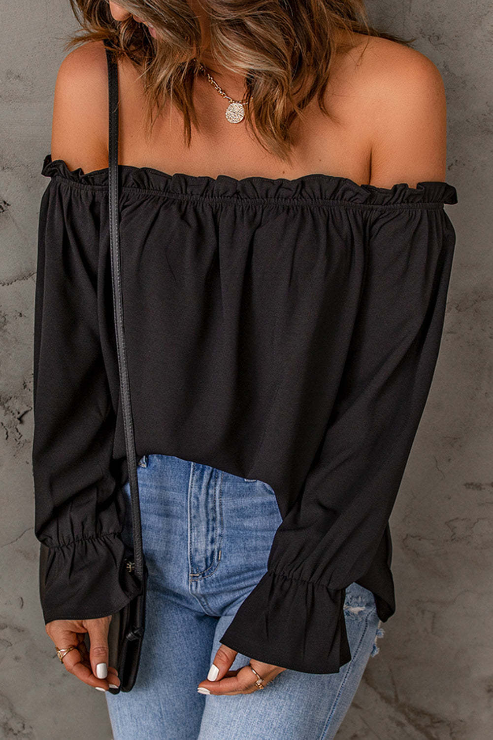 Caydence Chiffon Off The Shoulder Blouse - Wine - FINAL SALE Ins Street