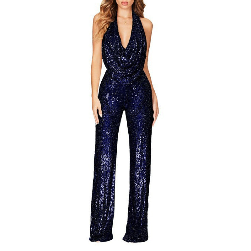 Dancing On Air Sequin Jumpsuit - Forest Green ON T-001