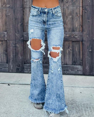 Cannon High Rise Distressed Straight Leg Denim - FINAL SALE Ins Street