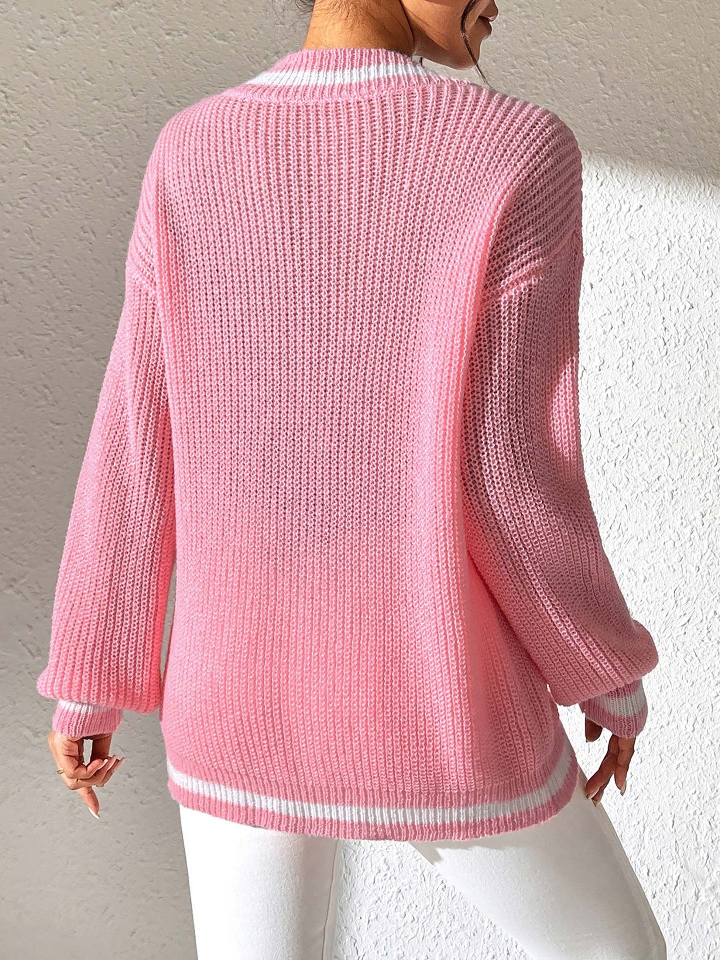 Varsity Cable Knit Sweater - Ivory FLAW-001