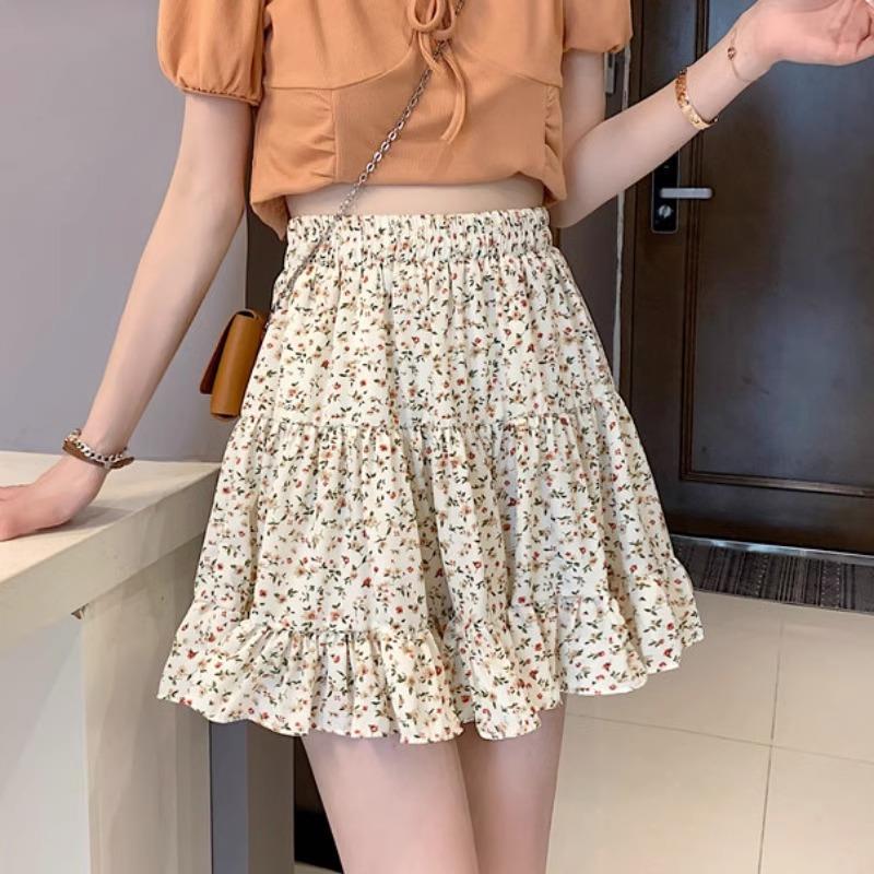 Orchard Floral Ruffle Mini Skirt Ins Street