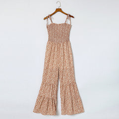 In A Blink Floral Smocked Flared Leg Jumpsuit Ins Street