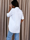 Problem Solved Satin Collared Drape Blouse - Off White Ins Street