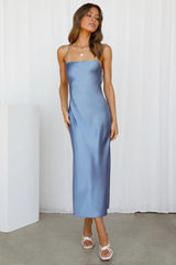 Nessa Asymmetrical Midi Slip Dress - Blue Ins Street