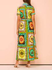 Special Sunflower Stylish Print Midi Dress InsStreet