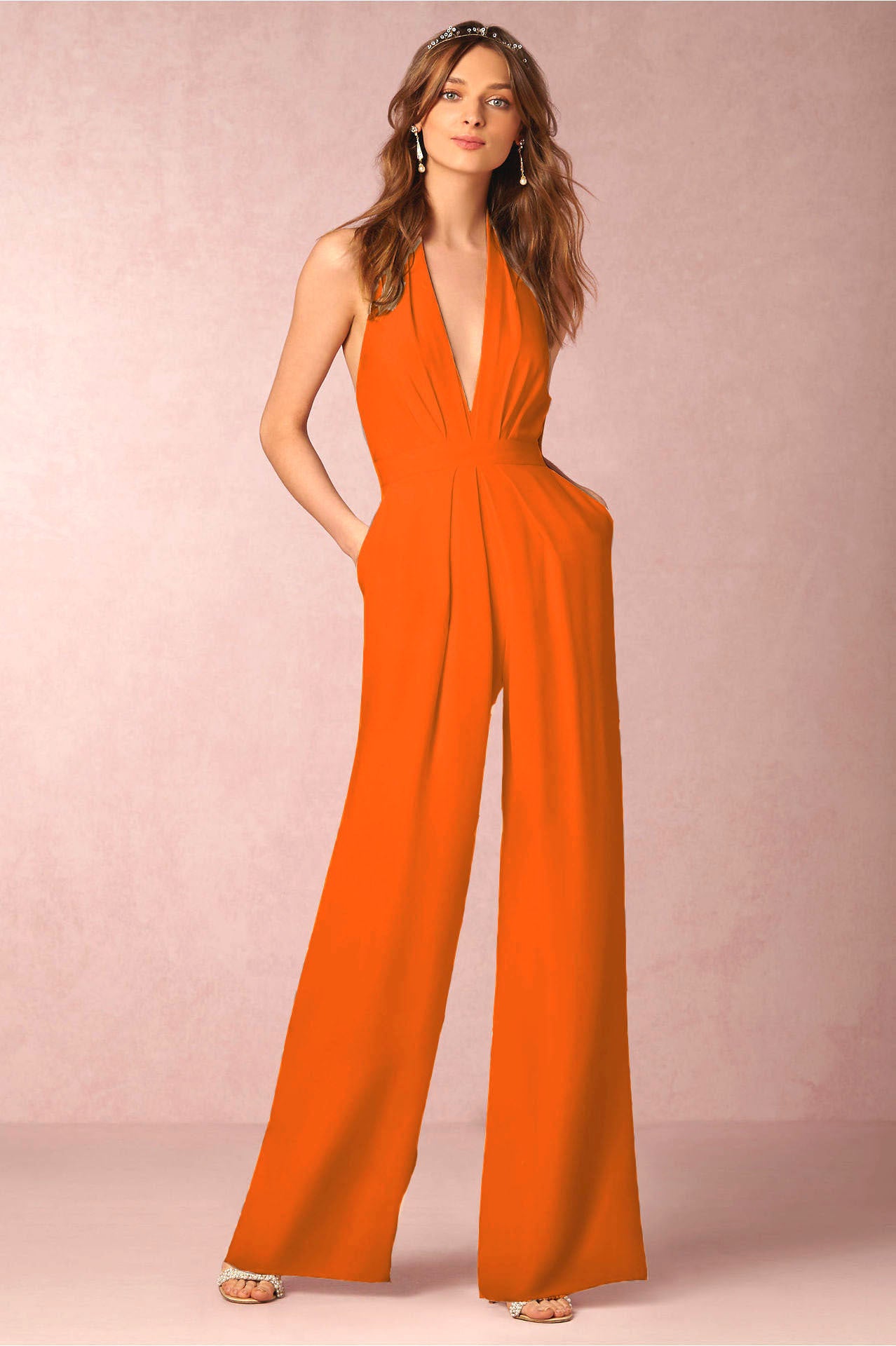 Empowered Satin Pocketed Jumpsuit - Burnt Orange - FINAL SALE Ins Street