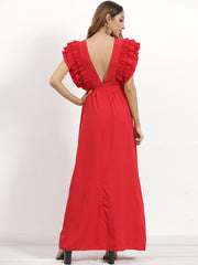 Bodhi Tiered Ruffle Maxi Dress - Wine InsStreet