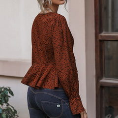 Marsha Leopard Drape Blouse Ins Street