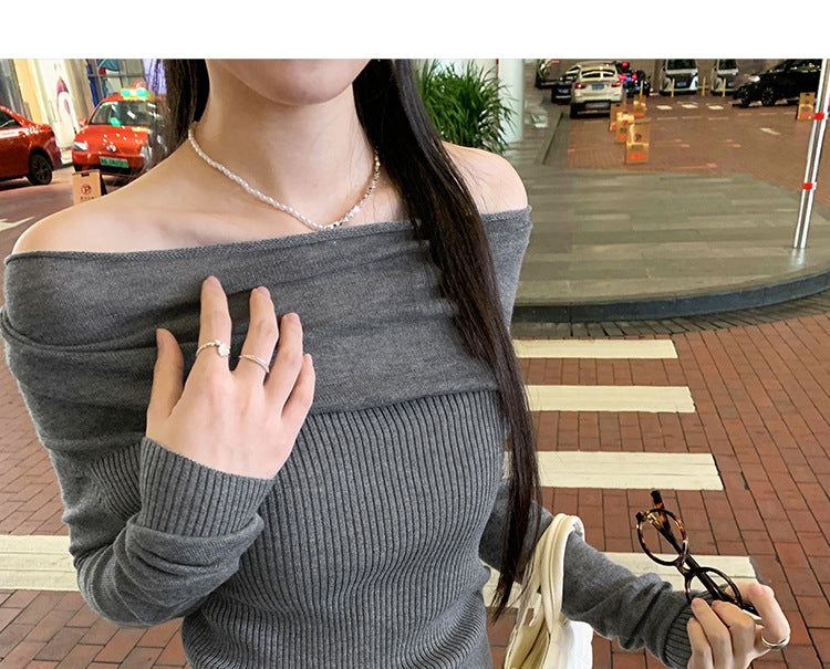 Flute Off The Shoulder Knit Top - Latte Ins Street