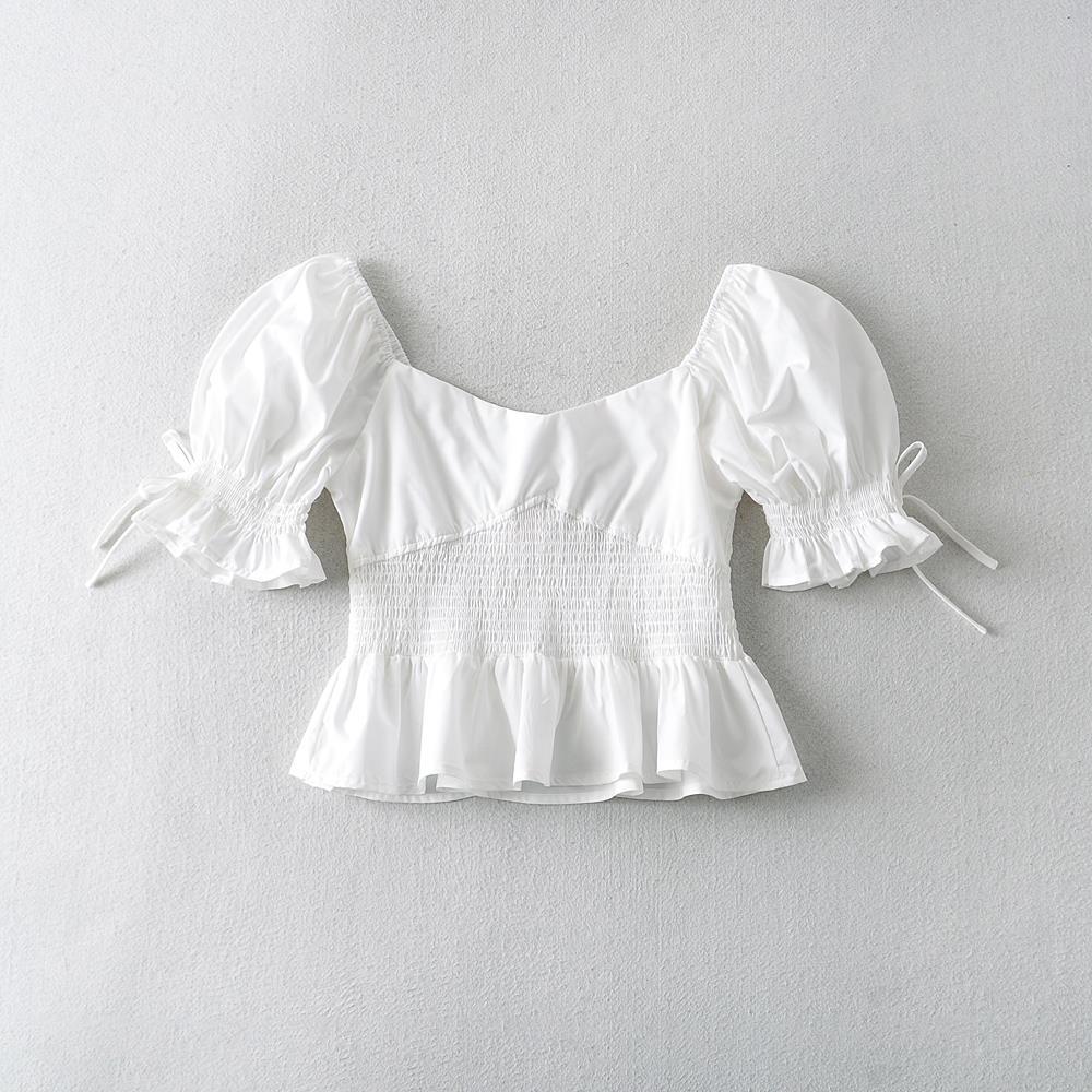 Beck Cotton Smocked Swiss Dot Crop Top InsStreet