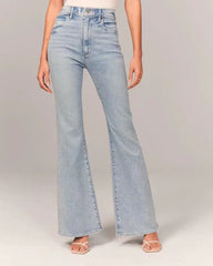 Vintage High Rise Classic Flare Jeans - Light Blue Wash Ins Street