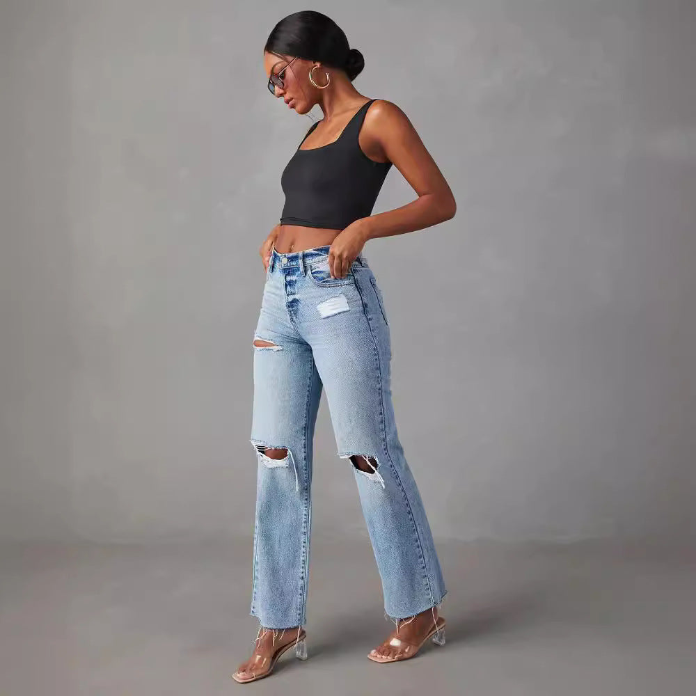 Beverly High Rise Distressed Denim InsStreet