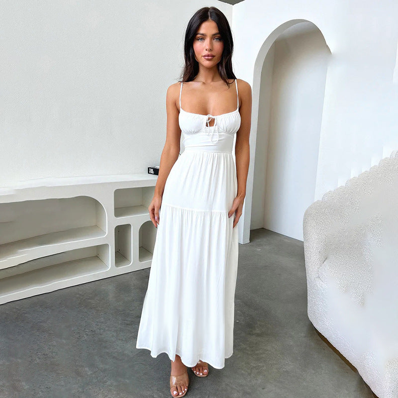 Moesha Tie Front Midi Dress - Off White Ins Street