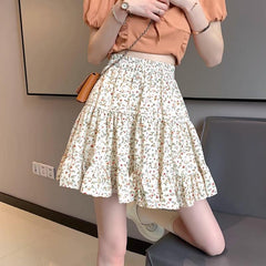 Orchard Floral Ruffle Mini Skirt Ins Street