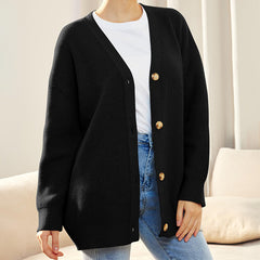 Mindy Cotton Pocketed Button Front Cardigan - Black Ins Street