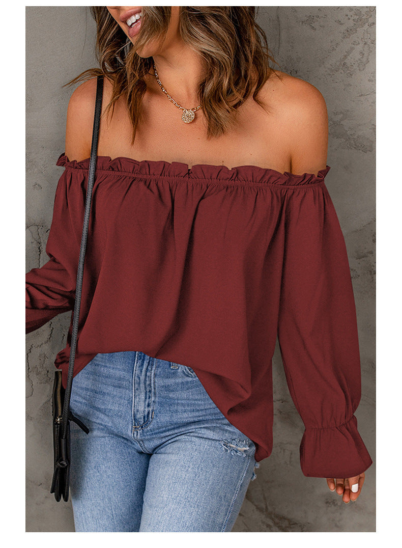 Caydence Chiffon Off The Shoulder Blouse - Wine - FINAL SALE Ins Street